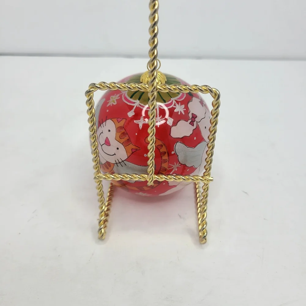 Pier 1 Imports li bien Glass Ornament Interior Hand Painted Cats Dogs Pets 2010‎